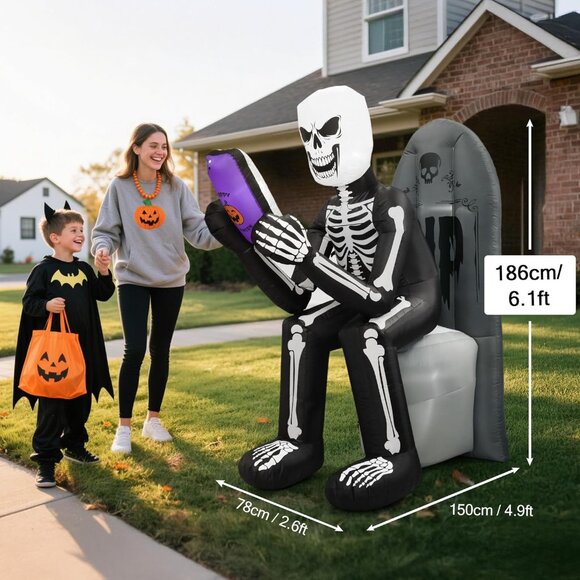 ⚡Halloween Inflatable Outdoor Decoration Skeleton & Tombstone Holiday Party - Picture 2 of 9